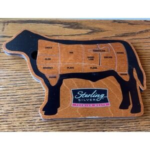Vintage Wooden Farmhouse Cow Meat Cuts Trivet Puzzle Sterling Meats UNIQUE